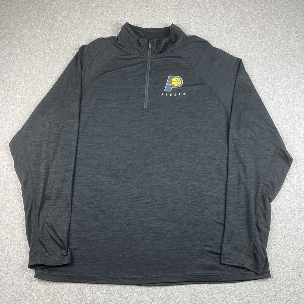 Indiana Pacers Pullover Mens 2XL Gray 47 Brand 1/4 Zip Mock Striped Pullover NBA - Picture 2 of 8